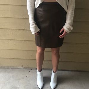 High Waist Leather Skirt